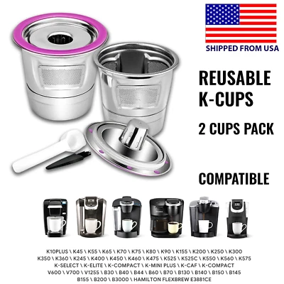 Reusable K Cup Coffee Filters for Keurig 1.0 & 2.0, Reusable Coffee Pods 2-Pack