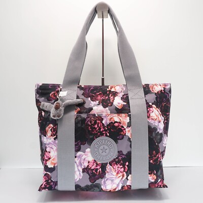 Kipling Era M Large Shoulder Bag Zip Tote KI5367 Polyester Kissing Floral NWT