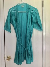 Vintage Lace Robe Embroidered Floral Satin Silk Kimono
