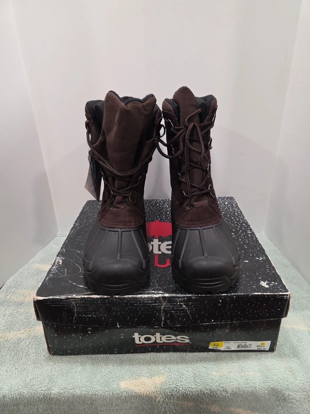 NEW Totes Sleet Mens M 11 Black Lace Up Waterproof Insulated Winter Snow