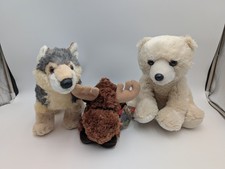 Aurora Polar Bear Moose Wolf Dog Lot Plush Stuffed Animal Toy