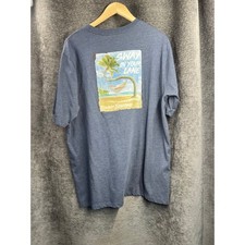 Tommy Bahama Mens XL Graphic TShirt Sway In Your Lane Beach Palm Tree Pocket Tee