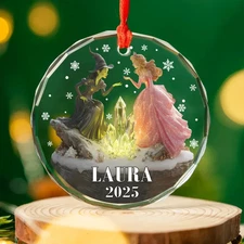 Personalized Wicked Glass Ornament 2025, Elphaba And Glinda Christmas Ornament