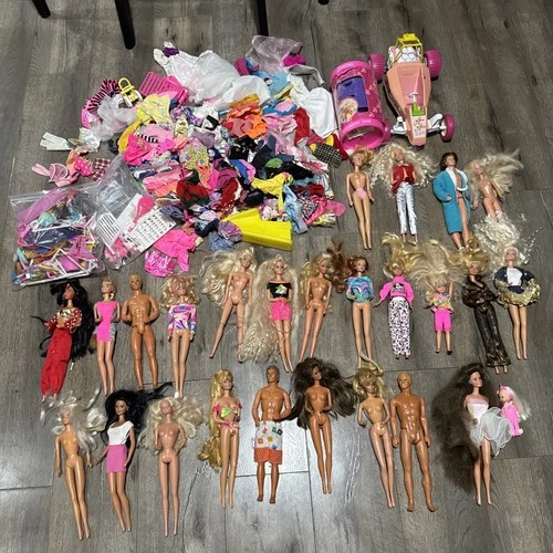 Huge Vintage  Barbie Dolls Used Mixed Lot & Clothes 25 Dolls Look Please Read