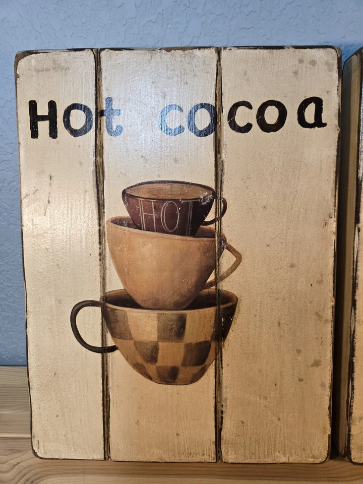 2 кухонные настенные таблички кофе какао кафе искусство деревянная доска деревенский домашний декор винтажный - Изображение 2 из 4