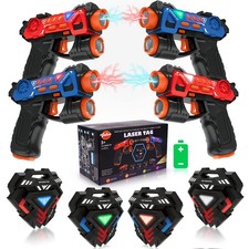 Batteries Laser Tag Guns Set 4 Player Packs with Vests Outdoor Toys for Kids