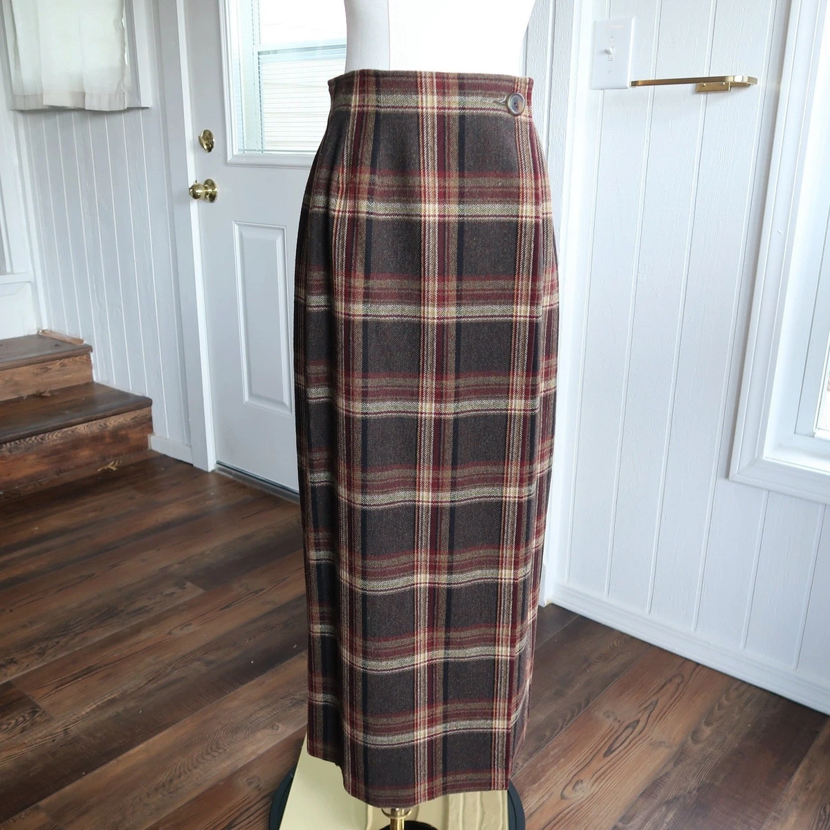 Jupe Crayon Carla Zampatti Taille 10 US (8) - Marron, Laine Et Polyester - Vintage