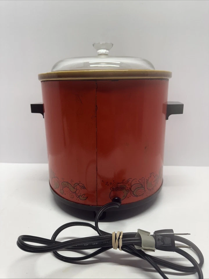VTG 1970's Rival Crock Pot Flame Orange # 3100/2 Slow Cooker 3.5 Qt Tested w/Lid - Image 2 of 4