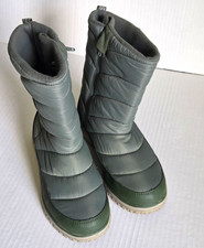 L.L.Bean Women s Mid-Calf Zip Snow Boots Lined Fleece Olive Green US 9 M