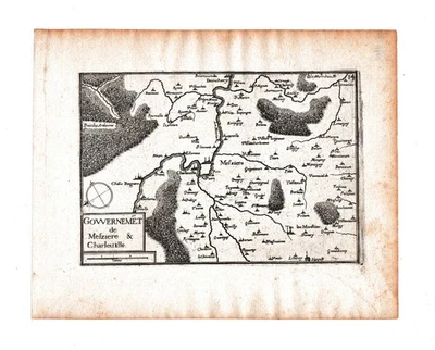 Carte Géographique XVIIe Charleville-Mézières Étrépigny Donchery Tassin 1634 - Photo 1/4