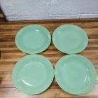 4 Pc Unmarked 9" Jadeite Fire King? Dinner Plates Ribbed VGUC