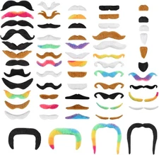 vivinin 62PCS Fake Mustache, 18 Designs Self-Adhesive Mustaches,... 