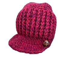 C.C Exclusives Crochet Chunky Knit Newsboy Hat Red Slouchy Baker Boy