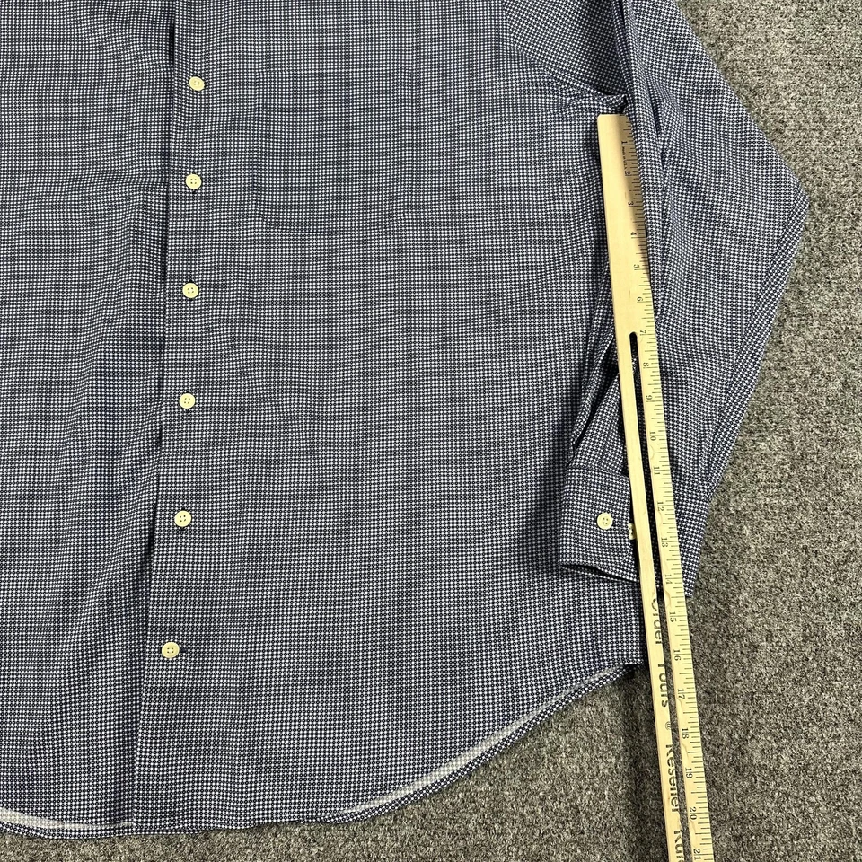 Camisa Peter Millar Para Hombre XL Azul Blanco Cuadros Vestido Manga Larga Con Botones Foto 4 de 4