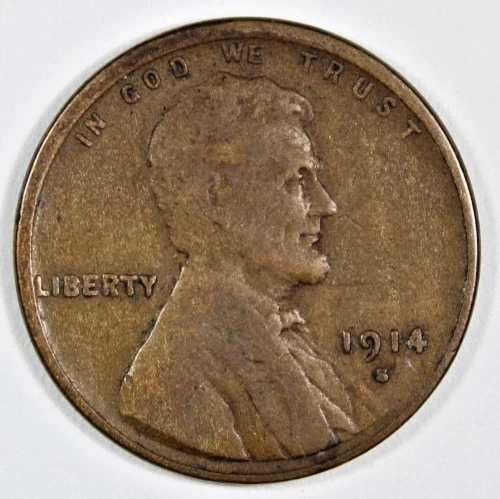 1914-S Lincoln Wheat Cent Semi-Key Date Rare Fine Free Shipping