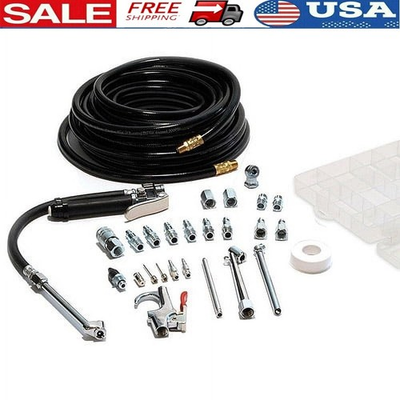 #ad #ad Garage Tire Inflator Kit 25 Piece Air Compressor Accessories Pressure Gauge Hose $54.35