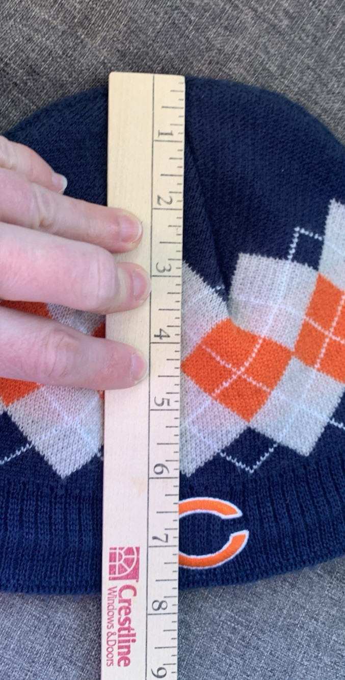 Youth Chicago Bears Knit NFL Team Apparel Reebok Beanie Hat Navy/Orange Argyle thumbnail 10