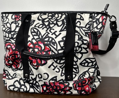 Coach Poppy Graffiti Purse Bag Tote Floral Flower Shoulder Strap