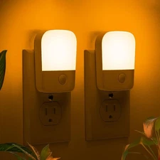 Amber Night Lights 2-Pack LED Plug-in with Dusk to Dawn Sensor