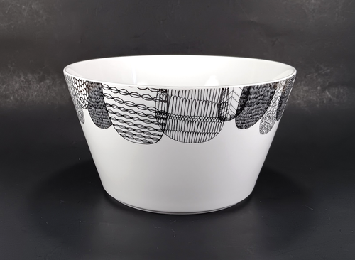 Crate & Barrel Julia Rothman LEIF Serving Bowl 8" White w/Black Abstract Print - Picture 3 of 16