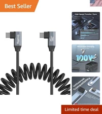 High-Speed 20Gbps USB C Coiled Cable with Angled Connectors for Quick Charging