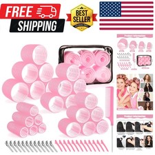 4 Sizes Self-Grip Hair Rollers Set for Long, Short Hair and Bangs - 50 Pcs wi...