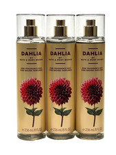 NEW 3 BATH  BODY WORKS DAHLIA WOMEN'S FINE FRAGRANCE MIST 8 FL OZ BODY SPRAY