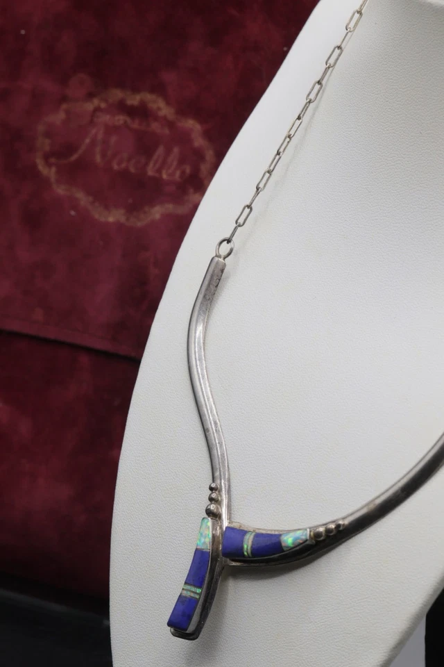 JULIAN ARVISO Collana Navajo In Argento Sterling E Pietre Dure OTTIME CONDIZIONI - Immagine 2 di 4