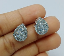 2.40 CT Round Cut Moissanite Cluster Halo Stud Earrings 14K White Gold For Women