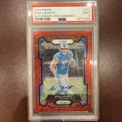 Sam LaPorta - RC - 2023 Prizm - Red Shimmer Auto 20/35 PSA 9