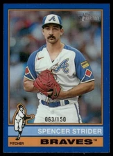 2025 Topps Heritage #435 Spencer Strider Chrome Blue Refractor /150 Braves