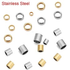 100pcs 1.5mm 2mm 2.5 Mm Stainless Steel End Crimp Beads Big Hole Spacer Stopper