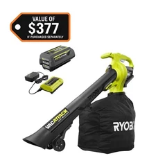 RYOBI Leaf Vacuum/Mulcher 40-Volt Lithium-Ion Cordless Battery/Charger Included