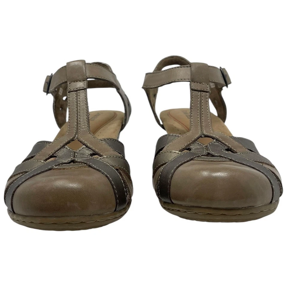 Rockport Cobb Hill “Aubrey” Sandal Women’s 10M Brown Leather T-Strap Mary Jane - Image 2 of 4
