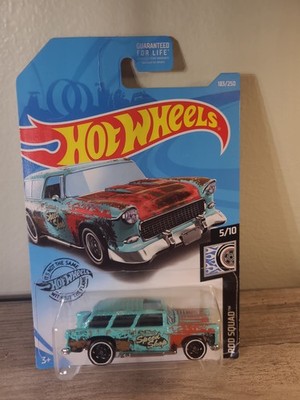 2019 Hot Wheels #183 Rod Squad 5/10 CLASSIC '55 NOMAD Aqua/Rust w/Black Chevy