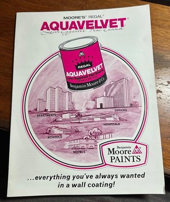 Vintage 1972 Benjamin Moore Paint Aquavelvet Regal Brochure Samples Ephemera