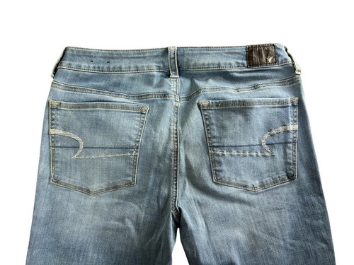 American Eagle AE Skinny Kick Jeans Bootcut Size 12 Long 33" Inseam Stretch - Picture 6 of 8