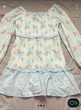 LoveShackFancy Girls Smocked Floral Long Sleeve Ruffle Dress Size 14, Pink NWT