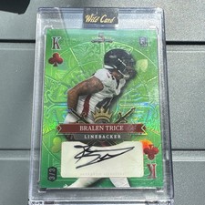 Wild Card 5 Card Draw Bralen Trice Linebacker Rookie Autograph 3/3 Football. rookie card picture