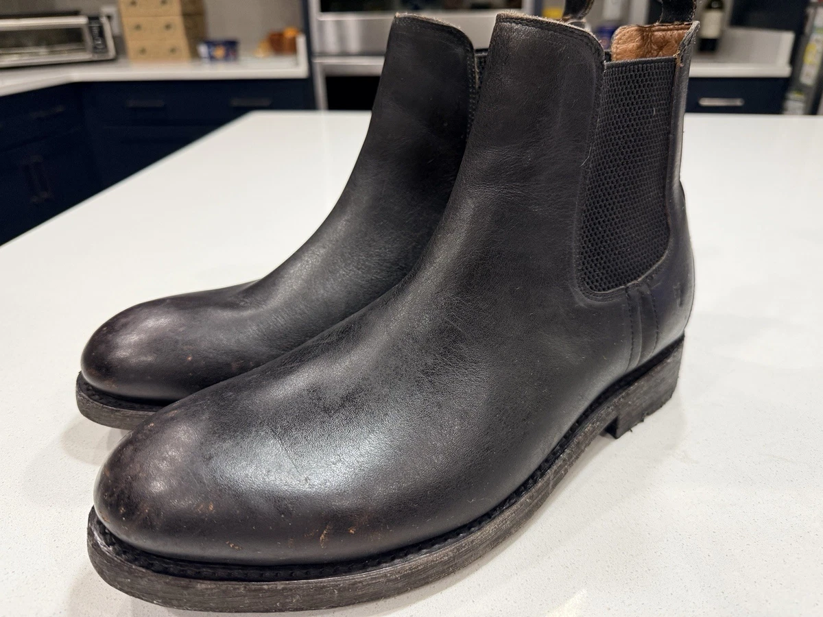 Frye Sawyer Chelsea Boots Men’s Size 9 Black Leather Pull On Ankle Boots Classic Frye Sawyer Inside Zip 80304 Mens Black Leather High Top  main image 4