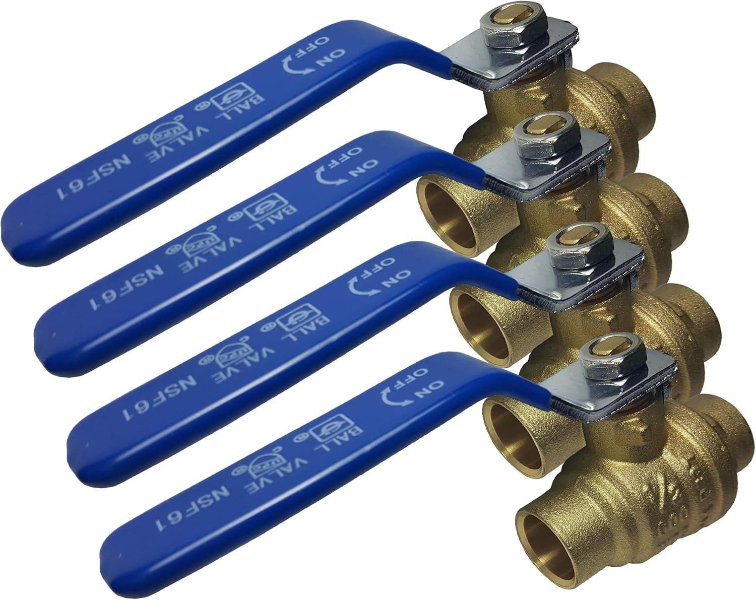 1/2" Sweat Brass Full Port Shut Off Ball Valve (Pack of 4)