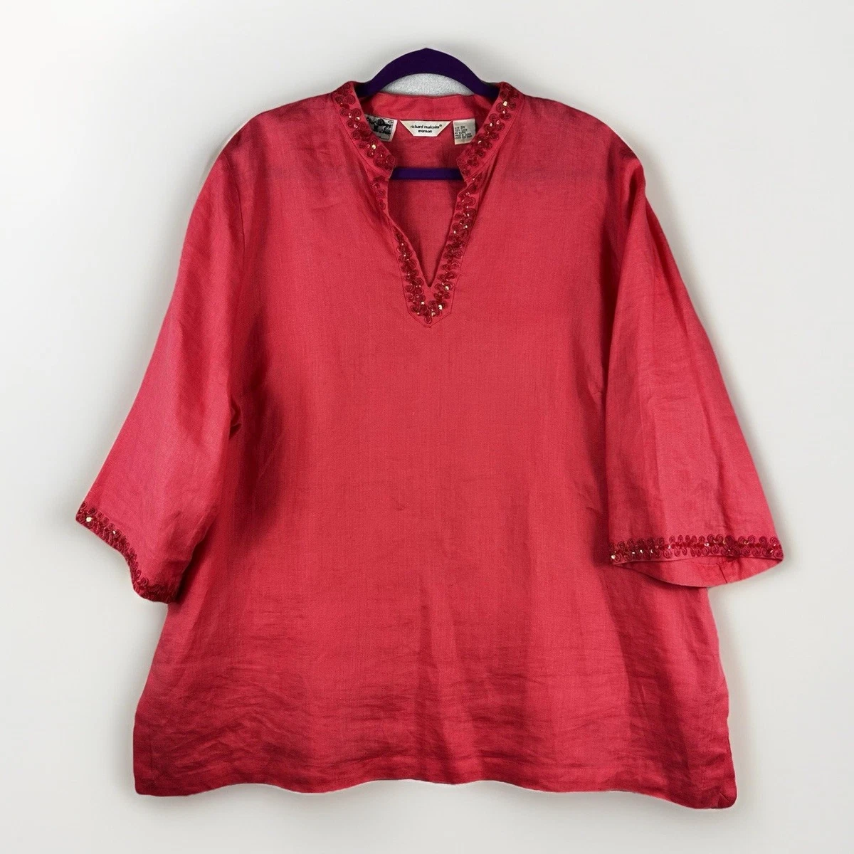Jupe Midi Lin Femme Richard Malcolm - Taille 12 - Noire Avec Broderie Blanche