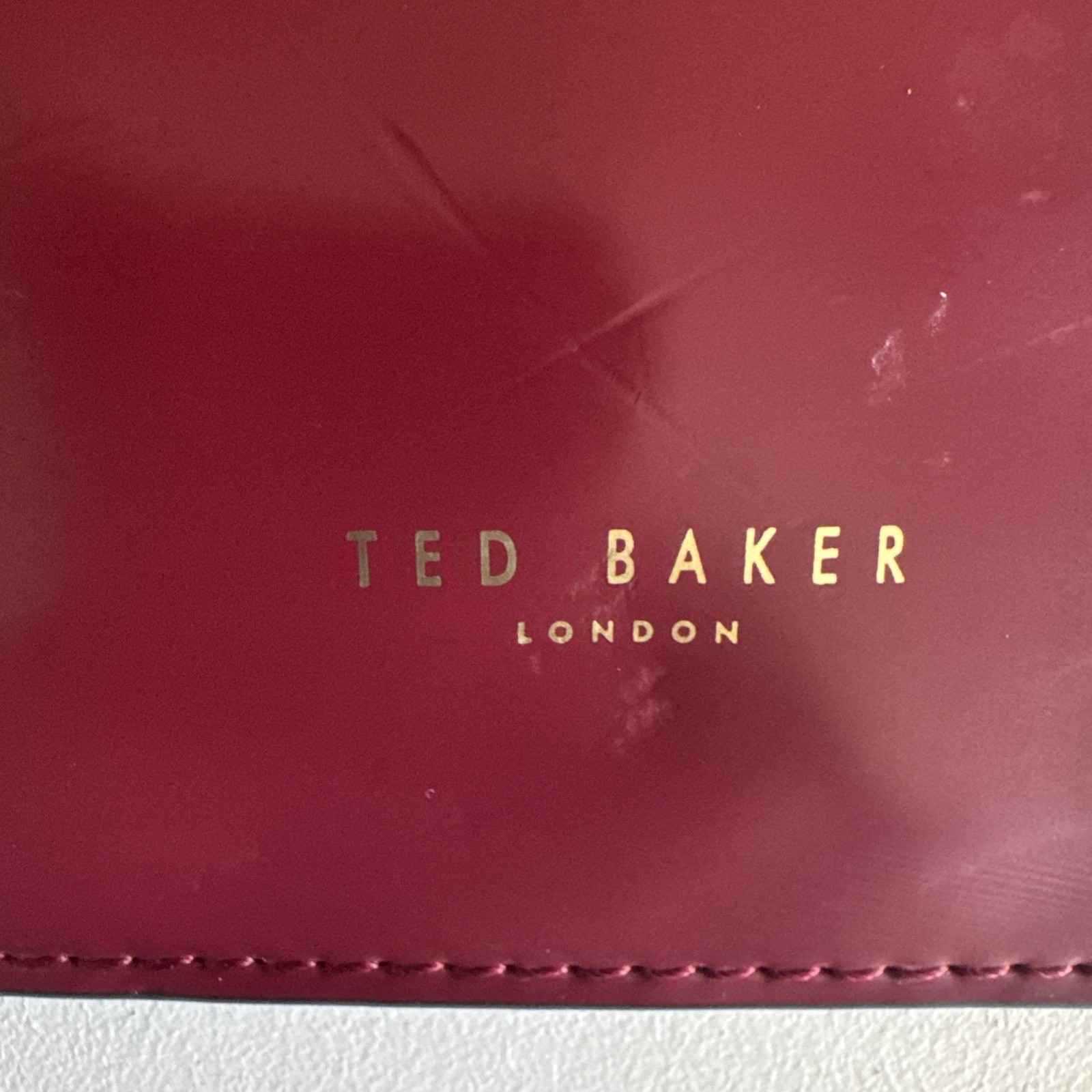 Ted Baker GRETAA Geometric Bow Leather Crossbody Oxblood Red Maroon Gold Strap image 4