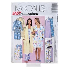 McCalls Robe Nightgown Top Pants Sleepwear Pattern 3446  Sz XS - M UNCUT 2001