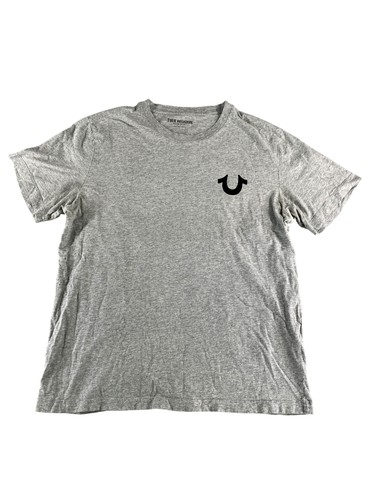 True Religion Shirt Mens Large Gray Graphic Tee Crafted With Pride Logo Cotton