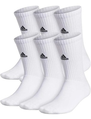 Adidas Team 6-pack White Crew Sock - 6 Pair Size MD - M's 6.5 to 9  W's 7 to 10