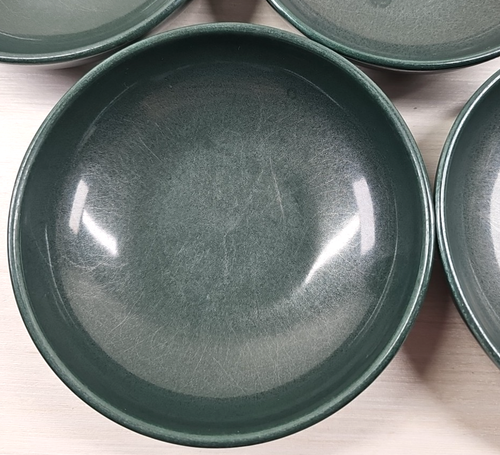 (5) Iroquois Casual Dark Green Fruit Dessert Bowls Set Vintage Russel Wright MCM - Picture 16 of 24