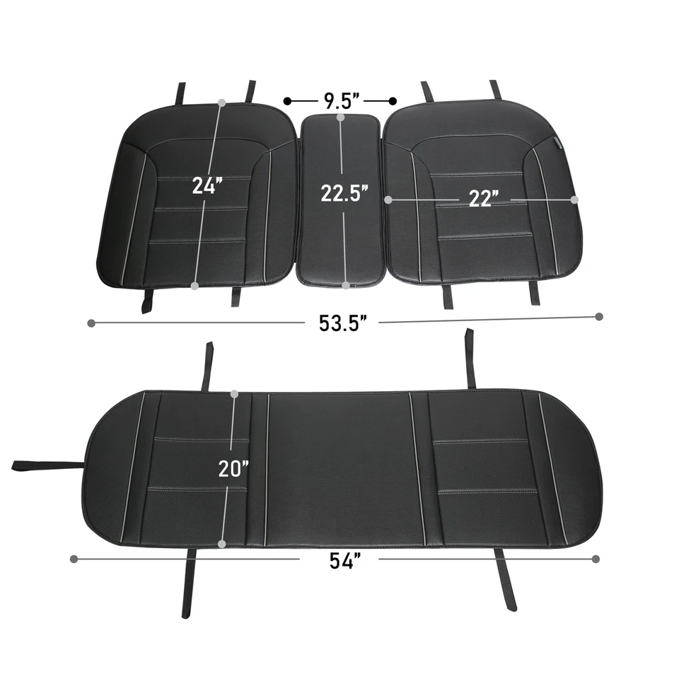 Cojines de asiento de auto de cuero PU de ajuste universal FH Group para camioneta SUV - Banco trasero Foto 2 de 2