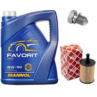 MotoröL Set 15W50 5 Liter + ÖLfilter + ÖLablassschraube FüR Seat Skoda Fabia VW