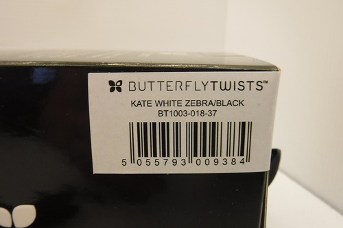 BUTTERFLY TWIST KATE WHITE ZEBRA/BLACK FOLDING BALLET FLATS SIZE 6 NIB - Picture 2 of 7